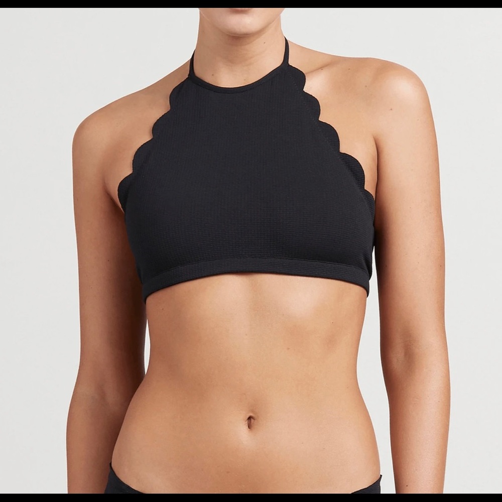 EUC Marysia Scalloped Mott Swim Top in Black Size Small